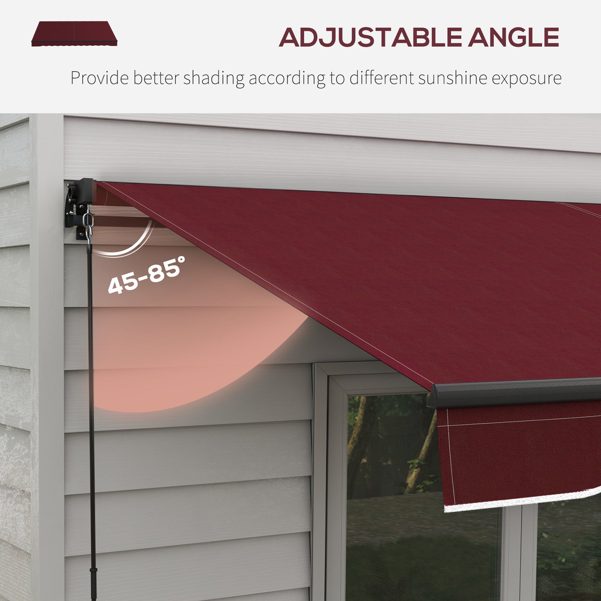 12' x 10' Retractable Awning, 280gsm UV Resistant Sunshade Shelter, for Deck, Balcony, Yard, Wine Red Deck Awnings at Gallery Canada
