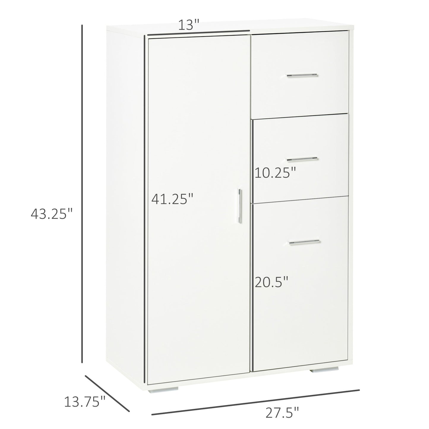 Storage Cabinet with 2 Drawers &; 2 Cabinet Free Standing Cupboard Chest, Sideboard Buffet Table for Living Room, White Storage Cabinets   at Gallery Canada