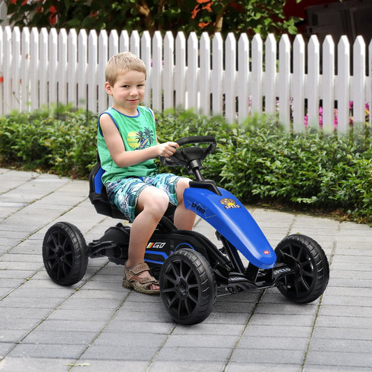 Pedal Go Kart for Kids, Pedal Car with Swing Axle, Adjustable Bucket, Handbrake, 4 EVA Wheels Powered Ride, Indoor Foot Racer, for 3-8 Years Old, Blue Pedal Go Karts for Kids Multi Colour  at Gallery Canada