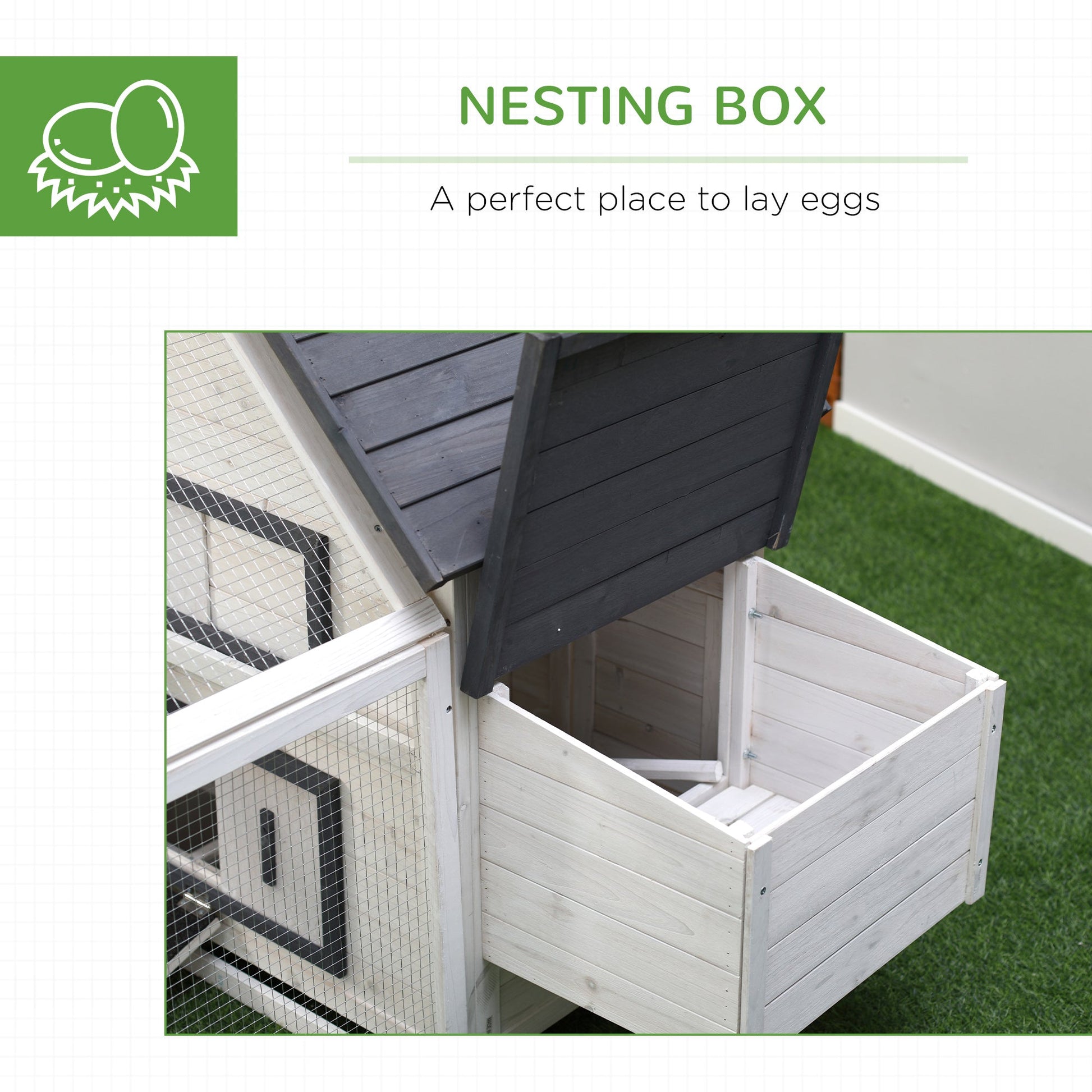 65" Chicken Coop Wooden Hen House Rabbit Hutch Poultry Cage Pen Outdoor Backyard with Nesting Box, Ramp, Run, and Ladder - Gallery Canada