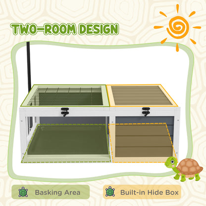 Tortoise House Wooden Tortoise Enclosure Indoor Outdoor with Adjustable Lamp Holder, Openable Lids, Pull-out Trays Houses & Habitats   at Gallery Canada