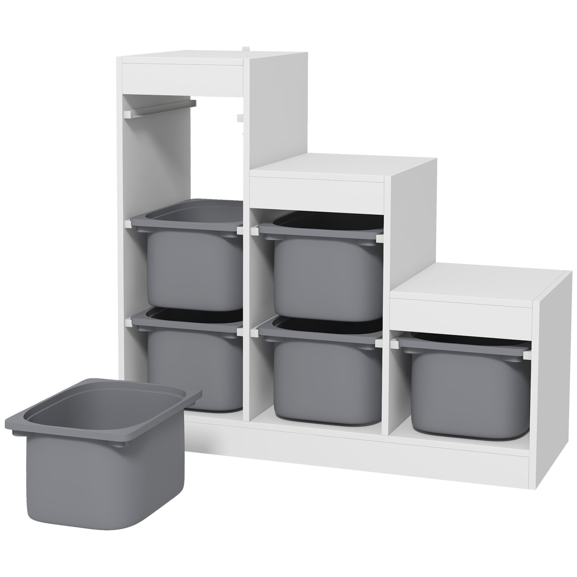 3 Layers Toy Storage Organizer Kids Bookshelf Children Toy Storage w/ 6 Plastic Bins, White Baby & Kids Storage   at Gallery Canada