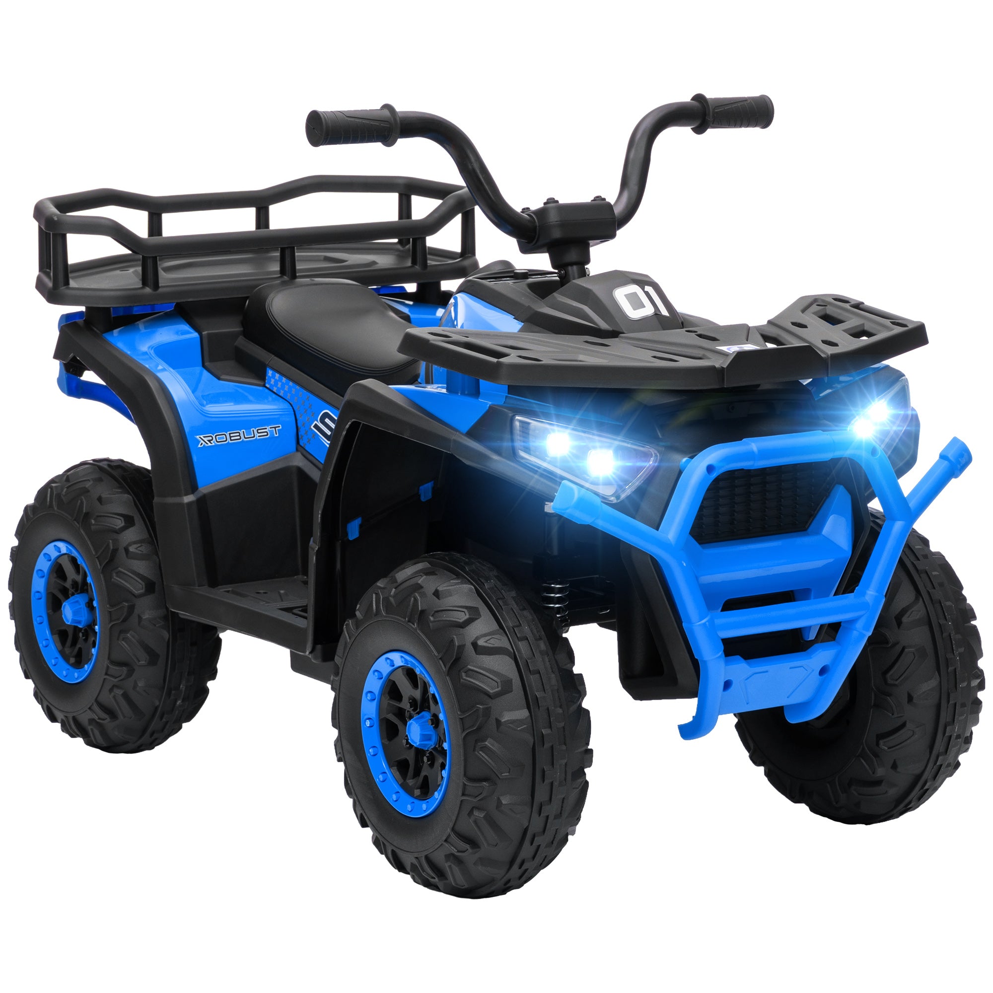 Kids ATV, 12V Battery Powered Electric Ride on Toy w/ Spring Suspension, Storage Basket, High &; Low Speed, Blue Electric Ride On Toys at Gallery Canada