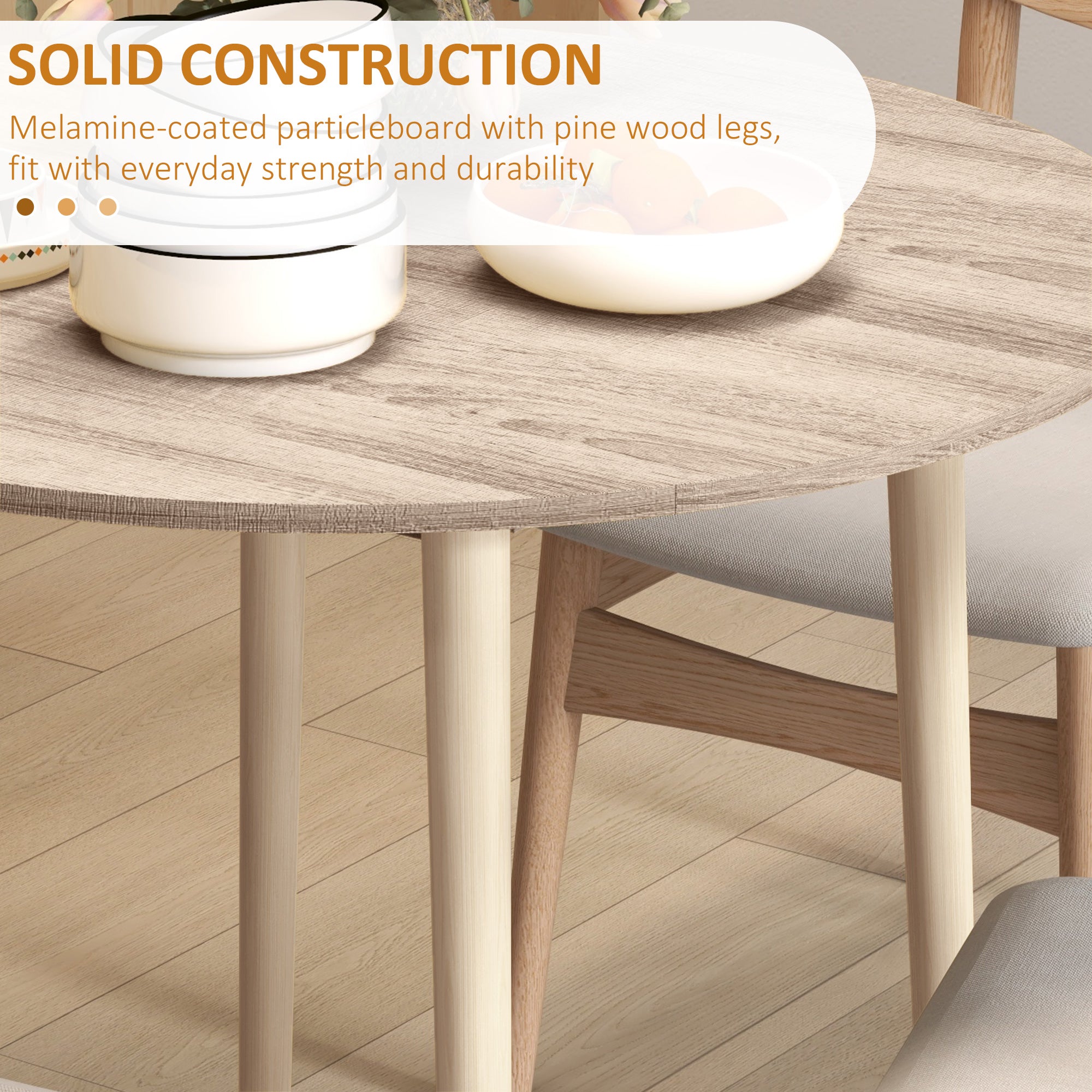 Folding Dining Table, Round Drop Leaf Kitchen Table for Small Spaces with Wood Legs, Oak Dining Tables at Gallery Canada