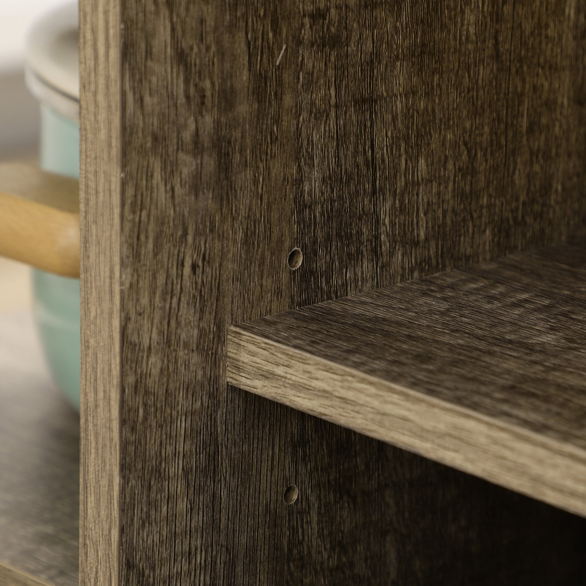 Kitchen Trolley Utility Cart on Wheels with Storage Shelves &; Drawer for Dining Room, Dark Oak Kitchen Islands & Kitchen Carts at Gallery Canada