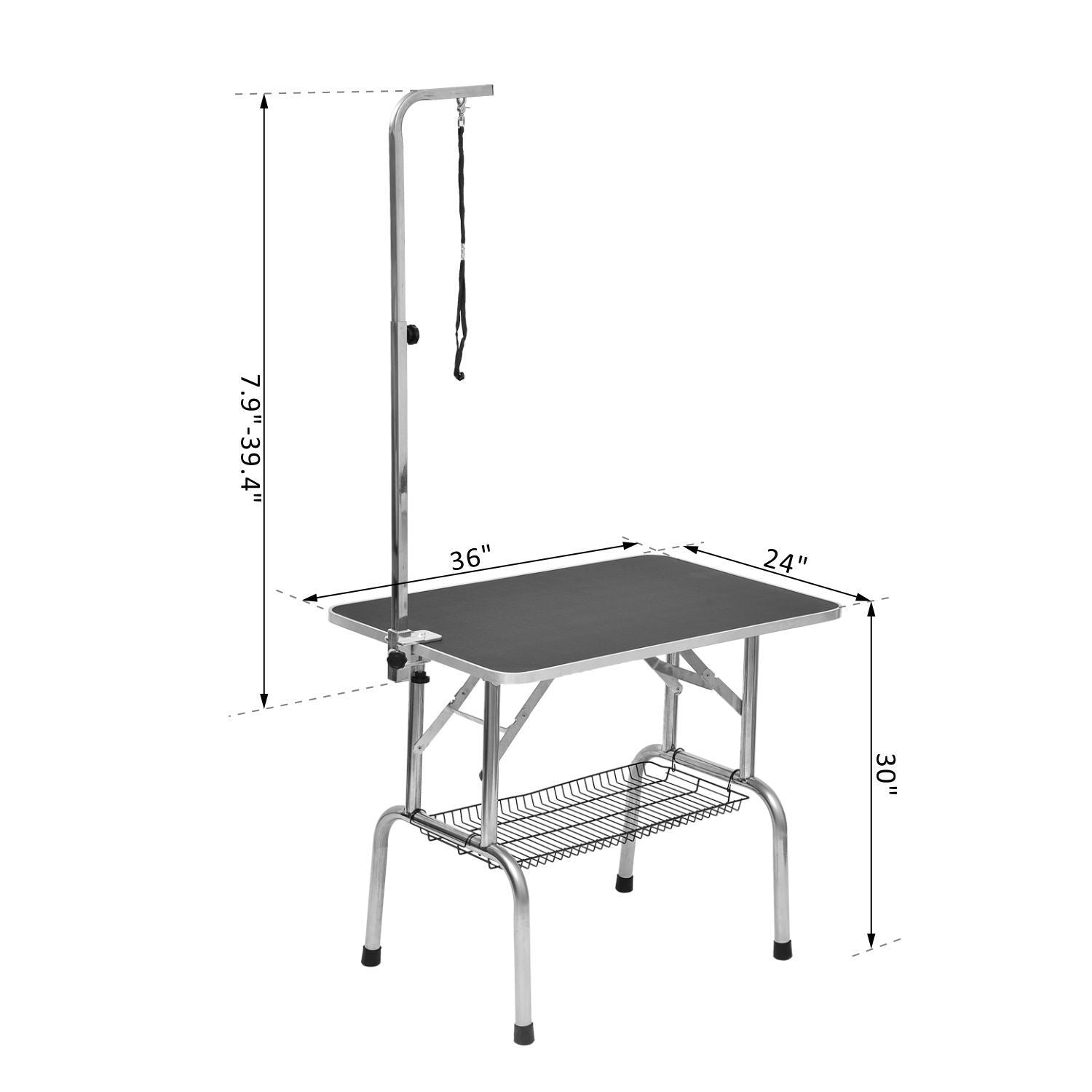 36-inch Dog Grooming Table Stainless Steel QUALITY GUARANTEED with Adjustable Arm and Basket Dog Grooming Tables   at Gallery Canada