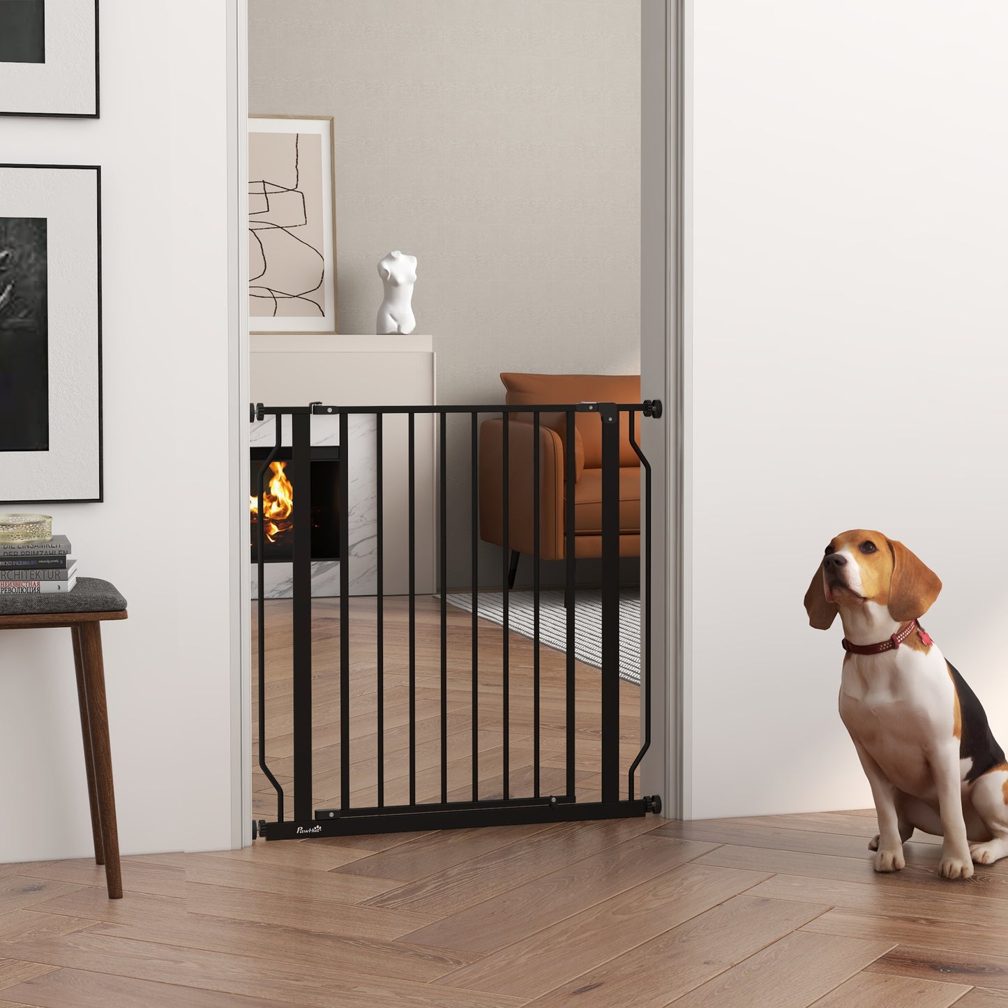 30"- 34" Easy Install Pet Gate w/ Door &; Double Locking System, Extra Wide Dog Gate for Stairs, Hallways, Black Houses, Kennels & Pens Black  at Gallery Canada