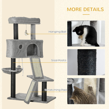 47" Cat Tree with Bed, Condo, Hammock, Toys & Scratching Post, Light Grey Cat Towers   at Gallery Canada