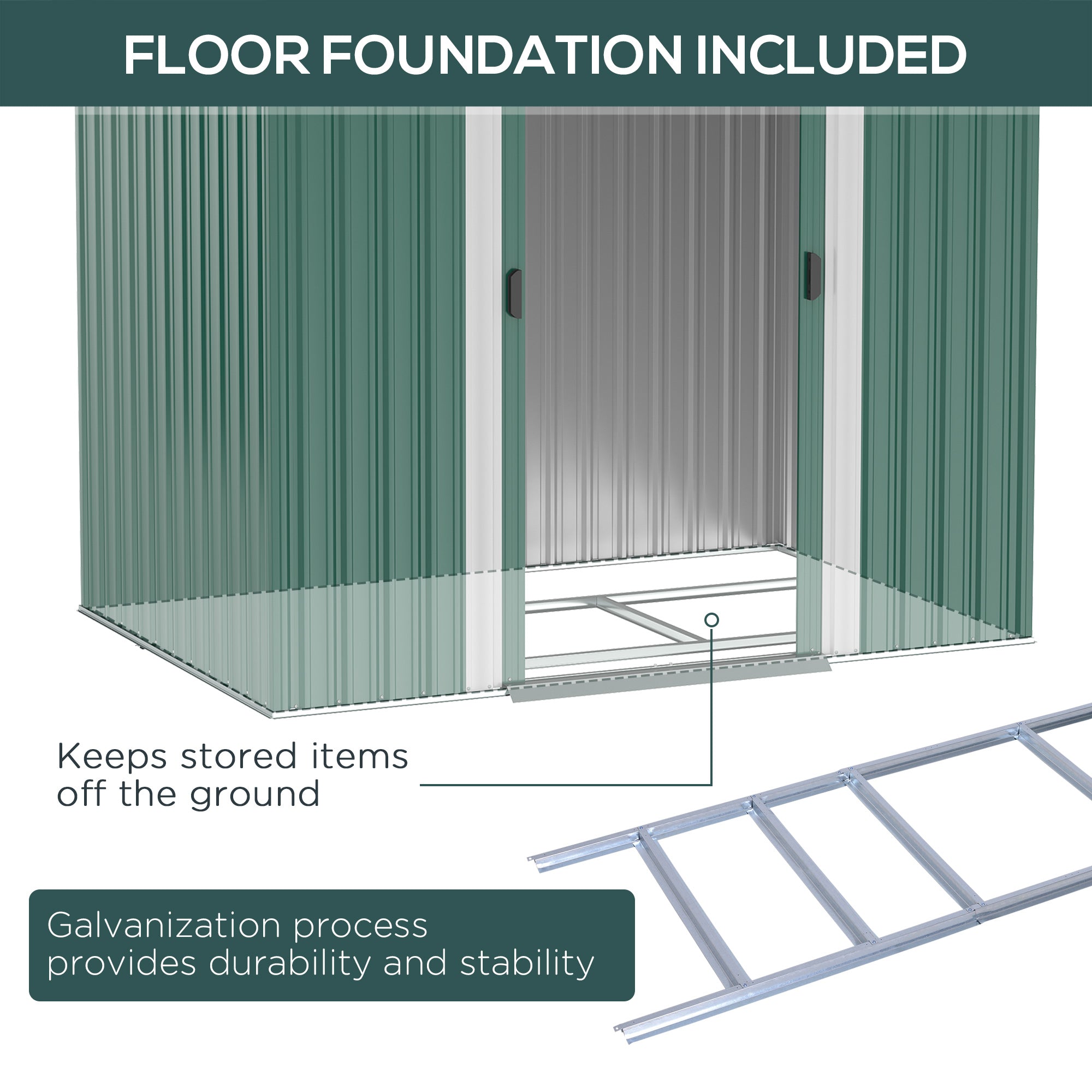 7'x 4' Metal Patio Storage Shed Garden Lockable Shed Tool Utility Storage Unit, Green Sheds at Gallery Canada
