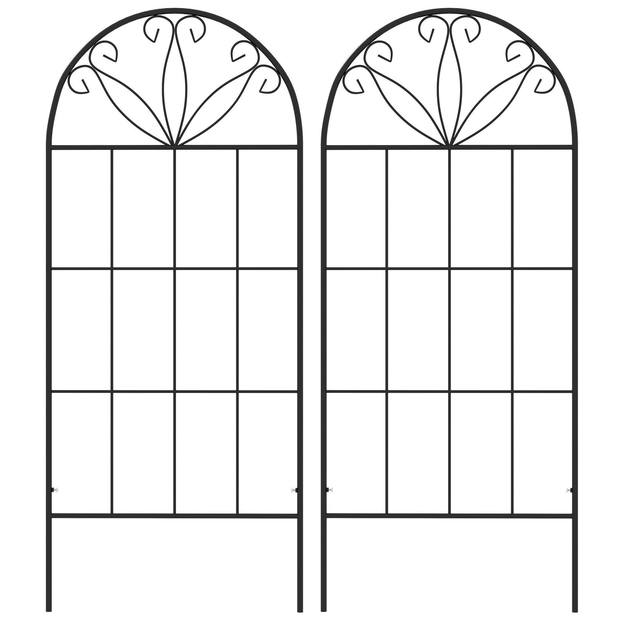 Metal Garden Trellis Pack of 2 for Climbing Plants, Arched Grid Trellis Panels, 20