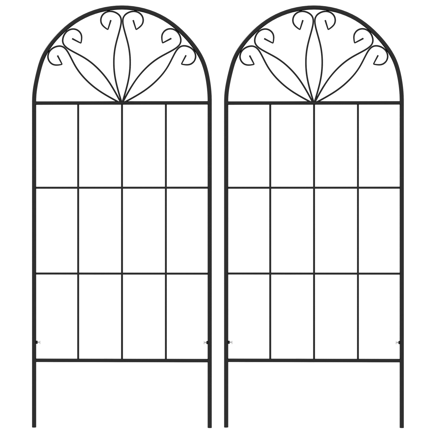 Metal Garden Trellis Pack of 2 for Climbing Plants, Arched Grid Trellis Panels, 20" x 47", Black Plant Stands at Gallery Canada