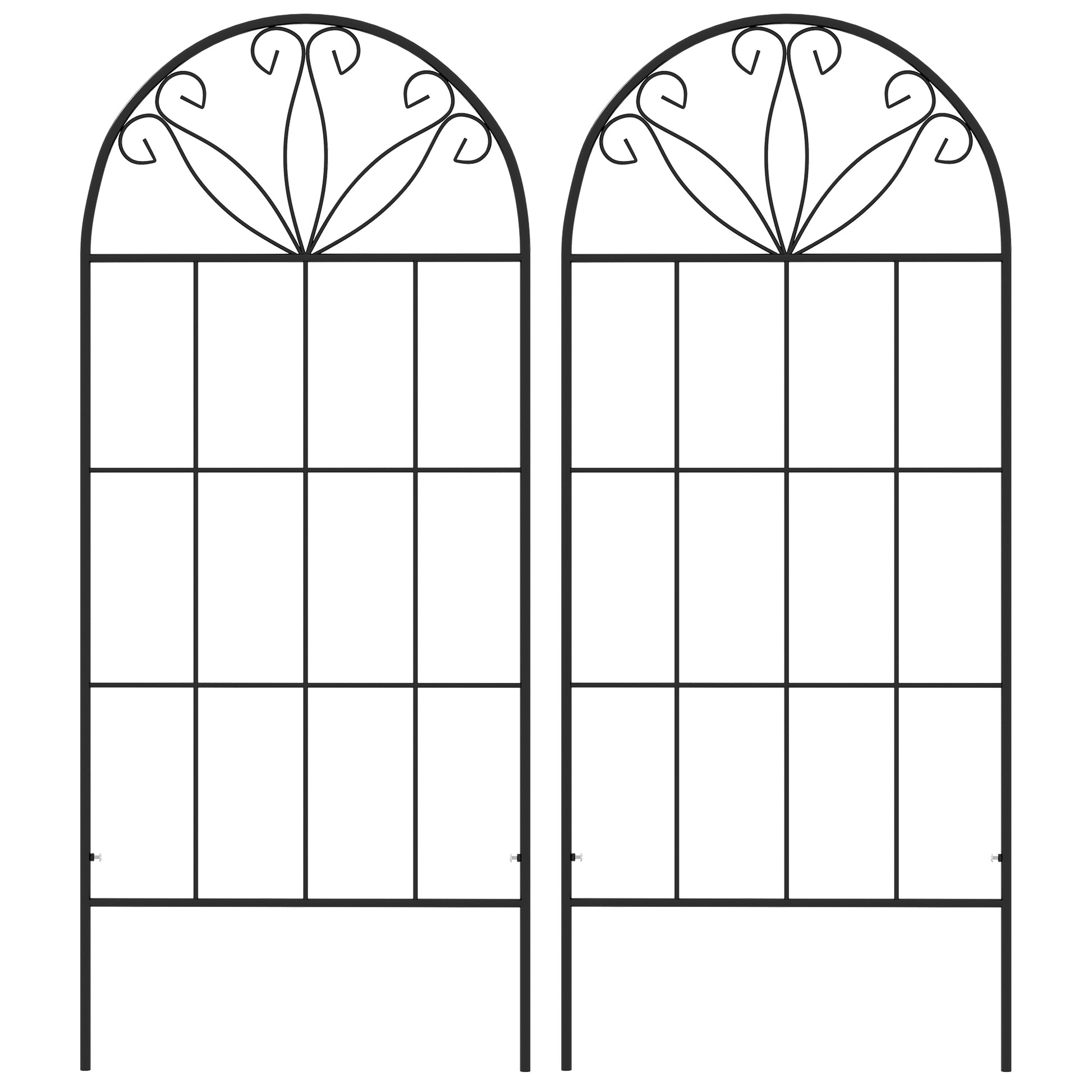 Metal Garden Trellis Pack of 2 for Climbing Plants, Arched Grid Trellis Panels, 20" x 47", Black Plant Stands at Gallery Canada