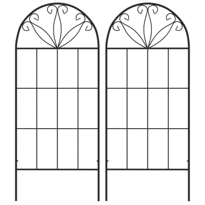 Metal Garden Trellis Pack of 2 for Climbing Plants, Arched Grid Trellis Panels, 20" x 47", Black Plant Stands at Gallery Canada