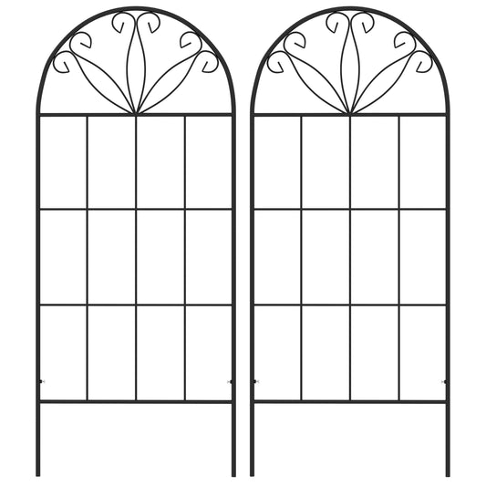 Metal Garden Trellis Pack of 2 for Climbing Plants, Arched Grid Trellis Panels, 20" x 47", Black Plant Stands at Gallery Canada