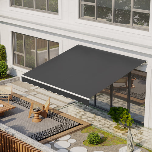 12'x10' Electric Retractable Awning, UV Protection Sun Shade Shelter w/ Remote Controller for Deck Balcony Yard, Grey