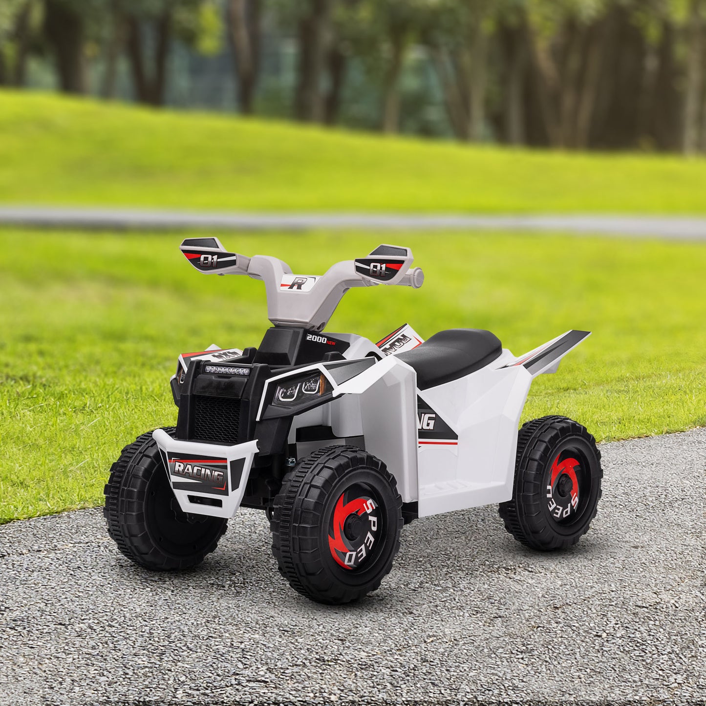 6V Quad Kids Electric Car with Wear-resistant Wheels, for Boys and Girls Aged 18-36 Months, White Electric Toy Cars   at Gallery Canada