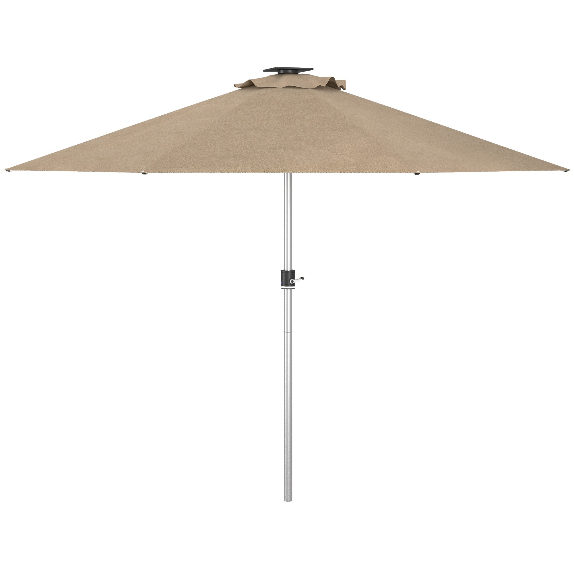 LED Patio Umbrella, Lighted Deck Umbrella with 4 Lighting Modes, Solar &; USB Charging, Khaki Sun Umbrellas Khaki  at Gallery Canada