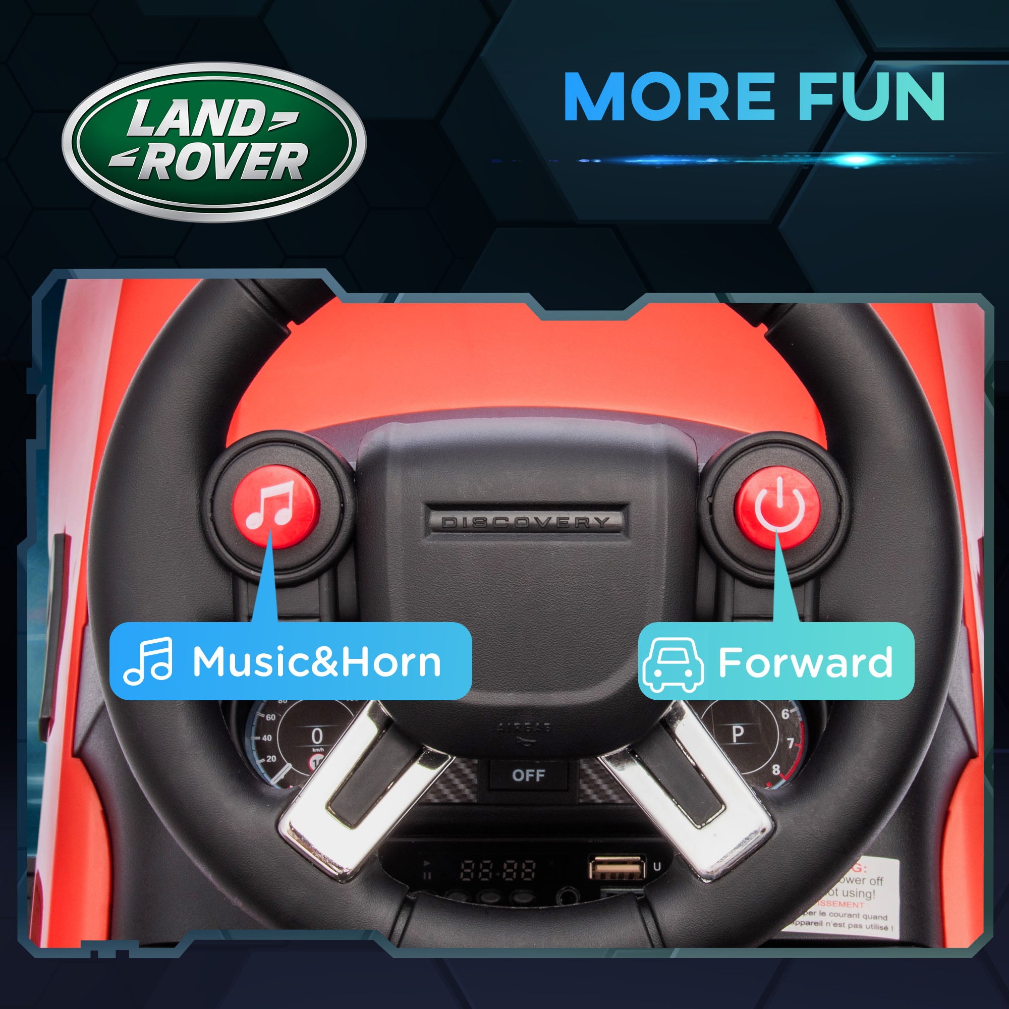 2 in 1 6V Land Rover Licensed Electric Car for Kids, Sliding Car with Music Horn Headlights, for 18-60 Months Red Electric Toy Cars at Gallery Canada