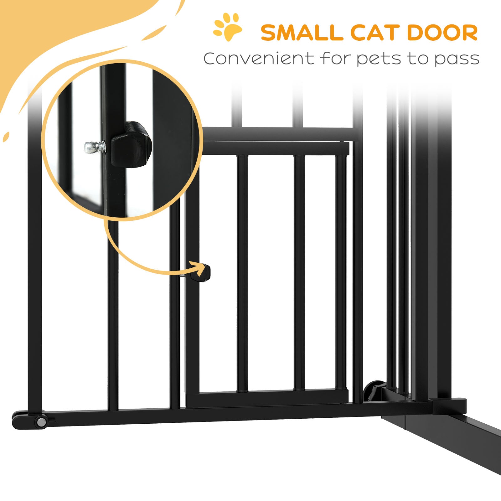 Auto-Close Pet Gate, Stair Gate with Cat Door, Double Locking for Doorways Hallways Stairs, Fits 29