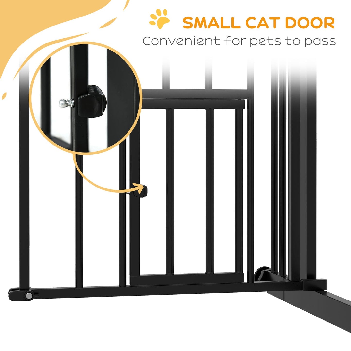 Auto-Close Pet Gate, Stair Gate with Cat Door, Double Locking for Doorways Hallways Stairs, Fits 29"-39.4" Wide, Black Houses, Kennels & Pens   at Gallery Canada