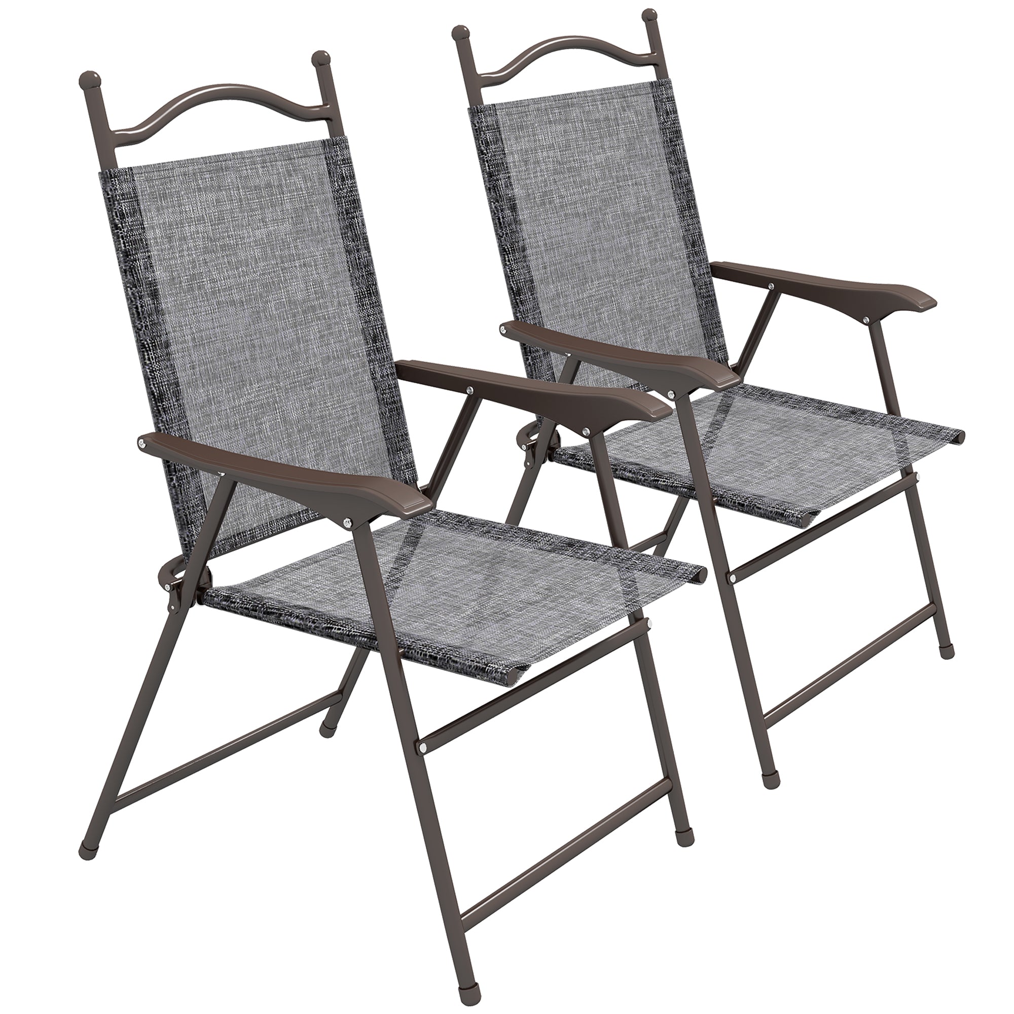 2 Pieces Folding Patio Camping Chairs Set, Sports Chairs for Adults with Armrest, Mesh Fabric Seat for Lawn Patio Chairs at Gallery Canada