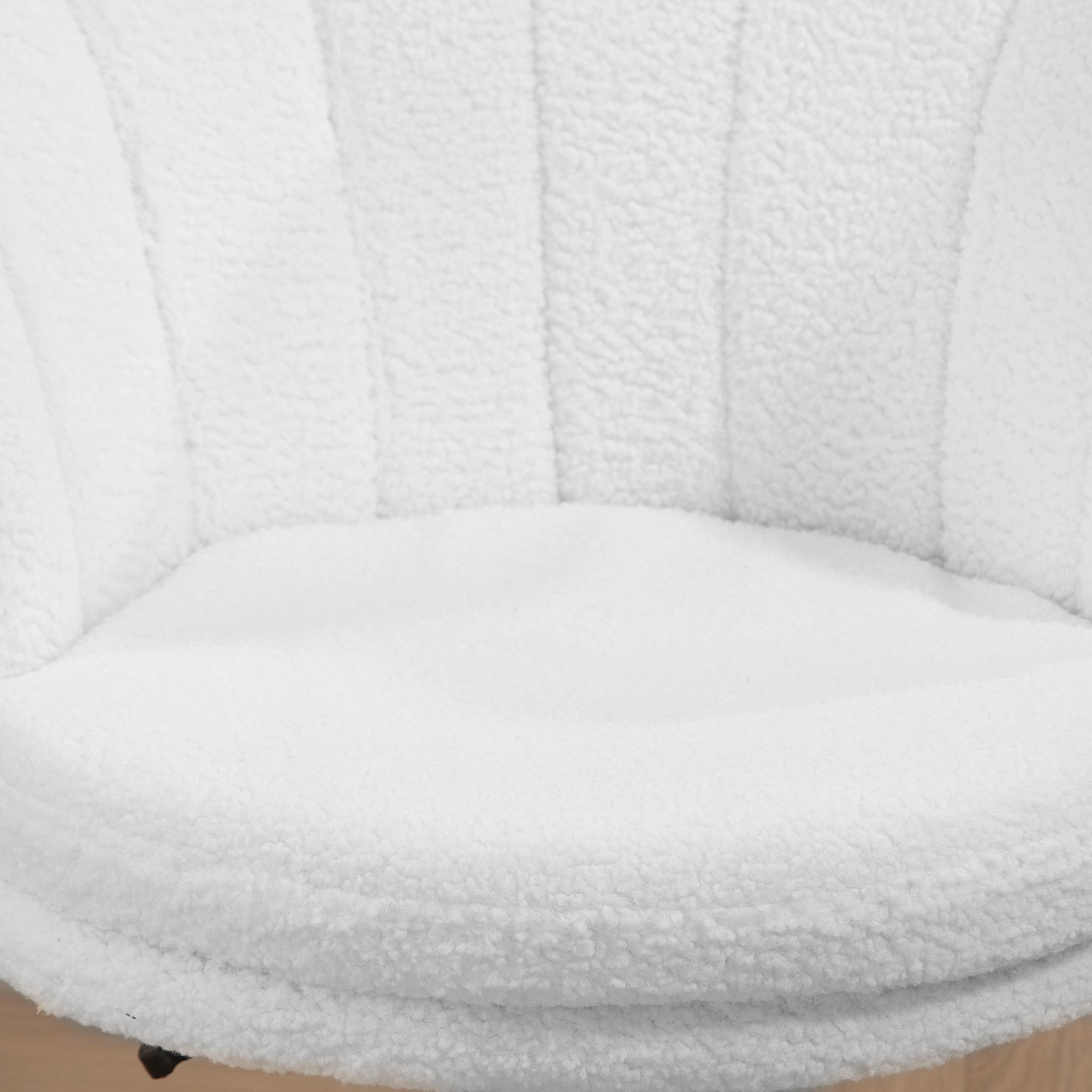 Adjustable Height Study Chair, Mid Back Berber Fleece Office Chair with Swivel Wheels for Living Room, Study, White Task Chairs at Gallery Canada