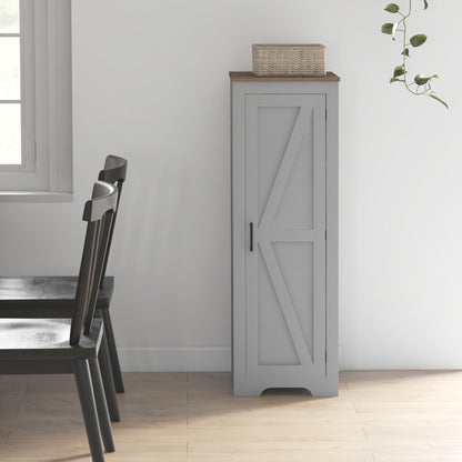 Farmhouse Accent Cabinet with Adjustable Shelf Barn Door Storage Cabinet for Living Room Floor Pantry Cabinet Grey Storage Cabinets   at Gallery Canada