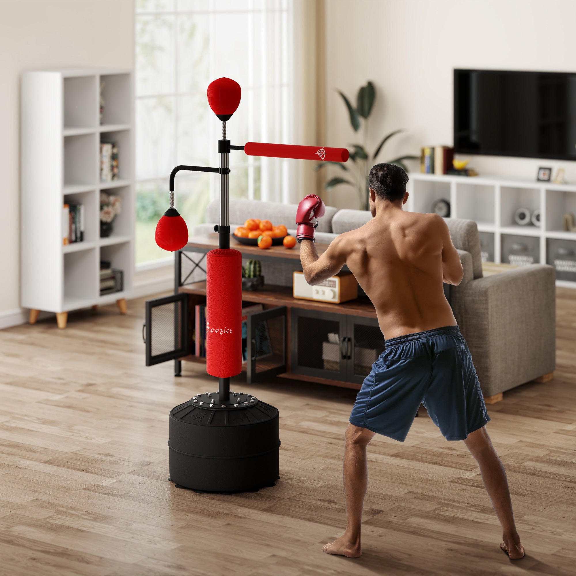 3-in-1 Free Standing Punching Bag, Height Adjustable Boxing Bag with 2 Speed Balls, 360° Reflex Bar, Red Punching Bag Hangers at Gallery Canada