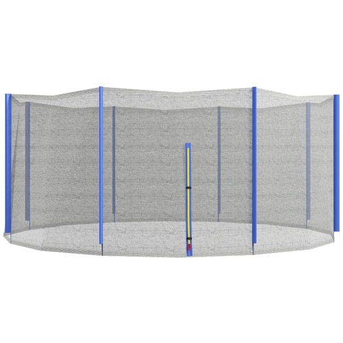 Weather-Resistant Trampoline Net for 14ft Round Trampoline, 8 Poles, Zippered Entrance, Blue and Black