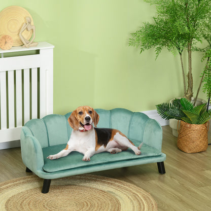 Dog Sofa with Removable Cushion Wood Legs for Medium and Large Dogs, Green Dog Sofas Green  at Gallery Canada