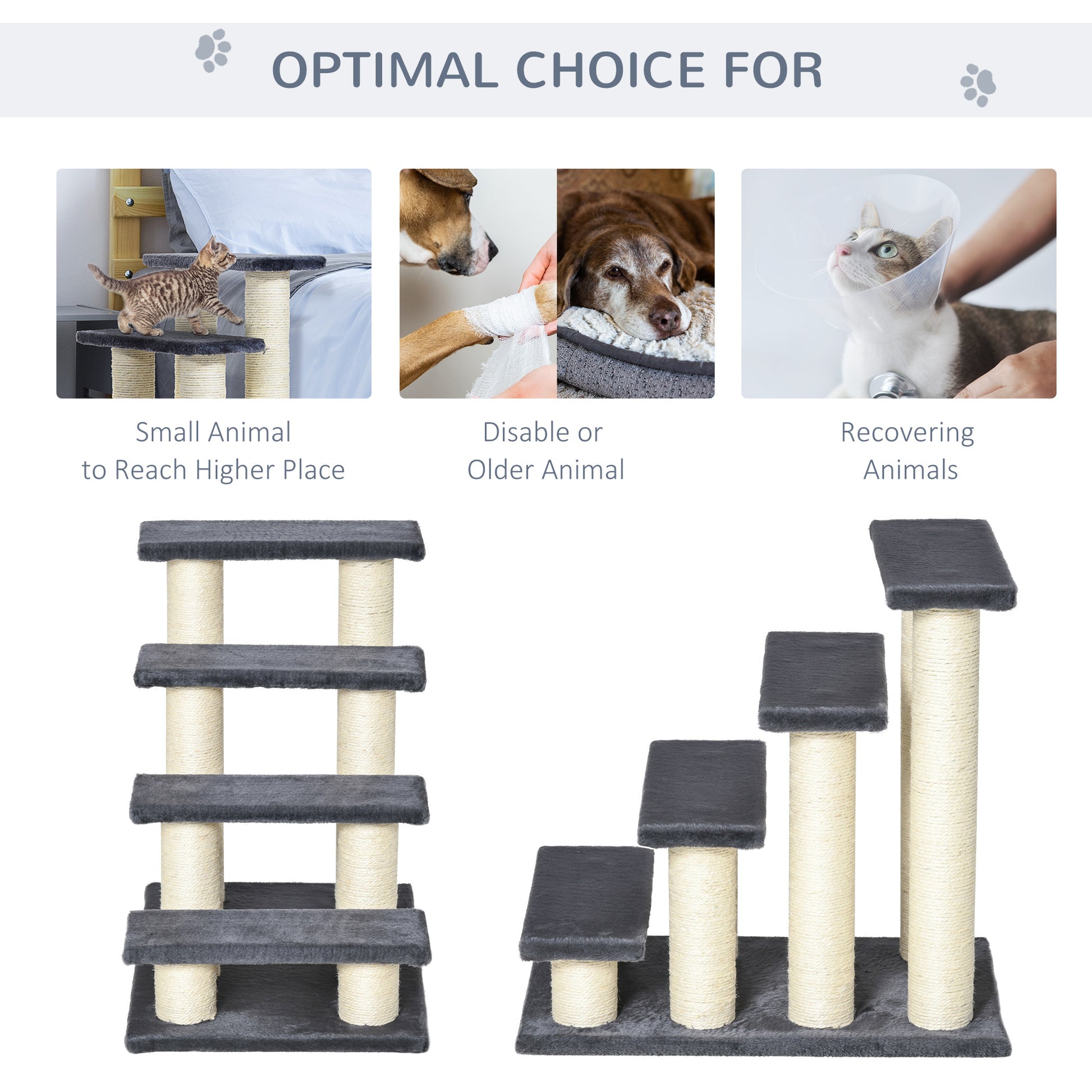 Cat Trees 4 Tier Pet Stairs Dog Cat 4 Steps Kitty Scatching Post Cat Scratch Furniture Dark Grey Cat Stairs at Gallery Canada