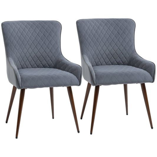 Dining Chairs Set of 2, Modern Wingback Kitchen Chairs with Velvet Fabric Upholstery, Tufted, Steel Legs for Living Room, Dining Room, Bedroom, Grey - Gallery Canada
