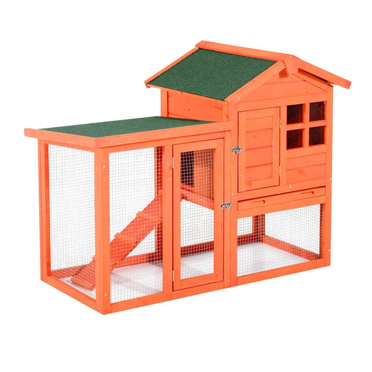 48” x 24" x 36" Deluxe Waterproof Rabbit Hutch Wooden Bunny Cage Small Animal House with Ladder and Run Rabbit Hutch Multi Colour  at Gallery Canada