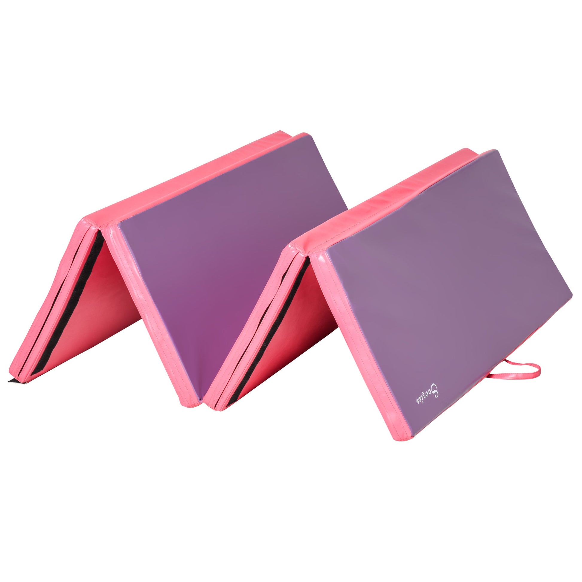 4'x6'x2'' Folding Gymnastics Tumbling Mat, Exercise Mat with Carrying Handles for Yoga, MMA, Martial Arts, Stretching, Core Workouts, Pink and Purple Gymnastics Mats   at Gallery Canada