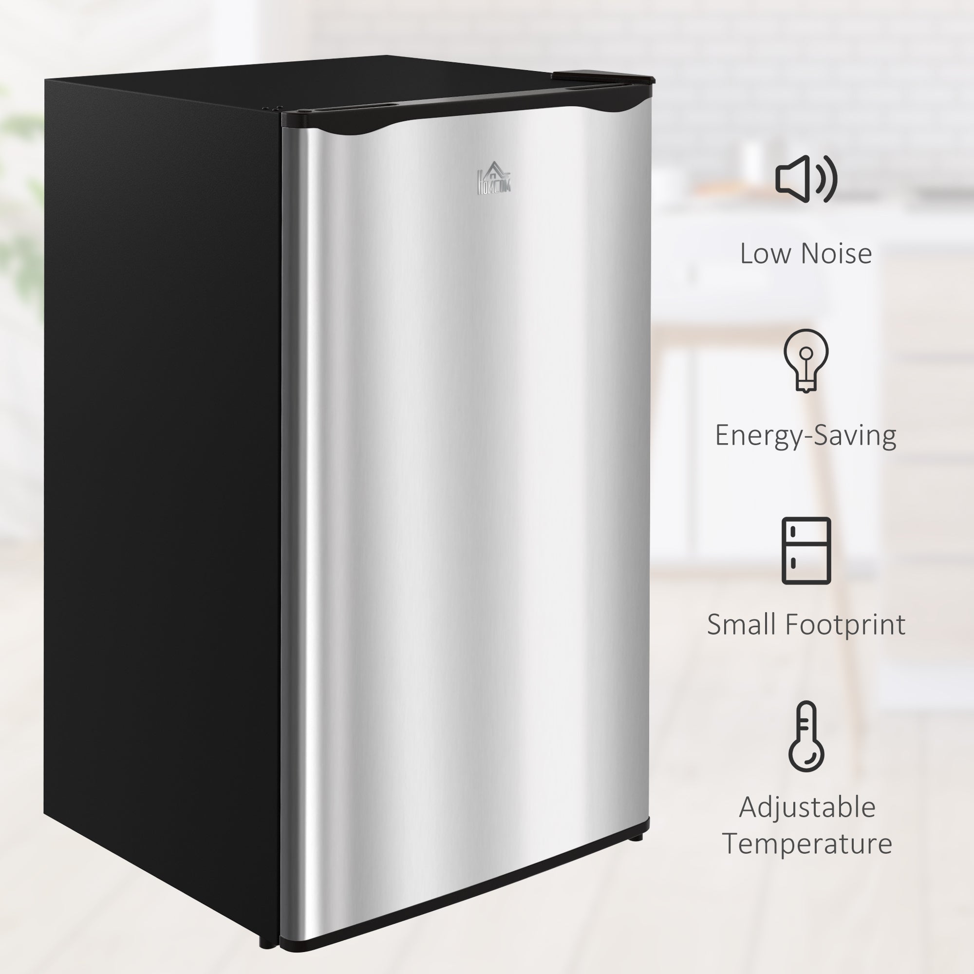 Compact Refrigerator, Mini Fridge with Freezer, Adjustable Shelf, Mechanical Thermostat and Reversible Door, Silver Small Kitchen Appliances at Gallery Canada