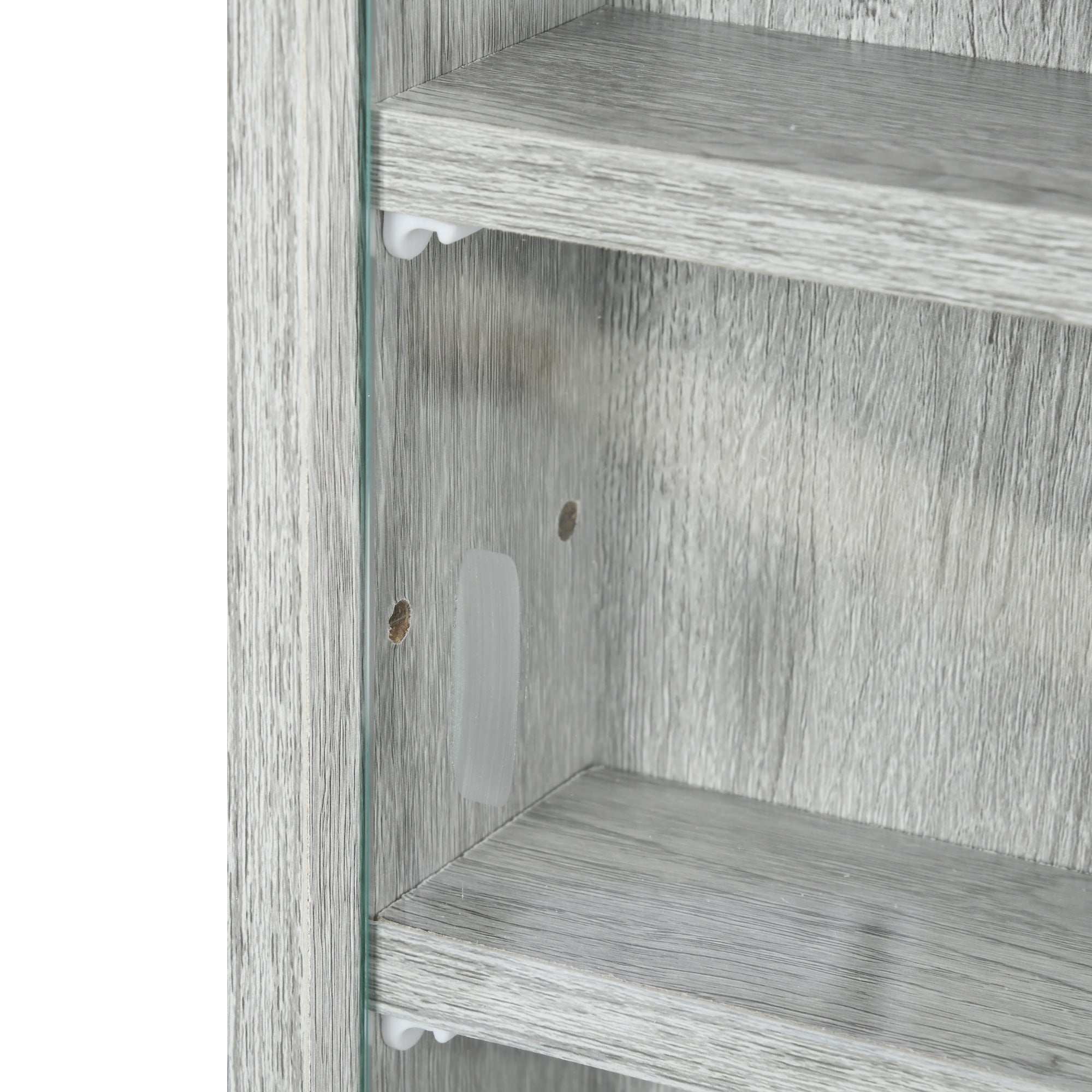 5-Storey Wall Shelf Display Cabinet, Shot Glass Display Case, Glass Curio Cabinet with 2 Glass Doors and 4 Adjustable Shelves, Grey Display Bookshelves at Gallery Canada