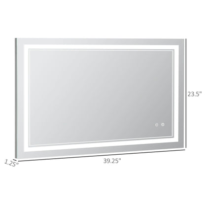 40" x 24" LED Bathroom Mirror, Dimmable Lighted Wall-Mounted Mirror, with 3 Colour, Smart Touch, Plug-in, Vertical or Horizontal Hanging Wall Mirrors   at Gallery Canada