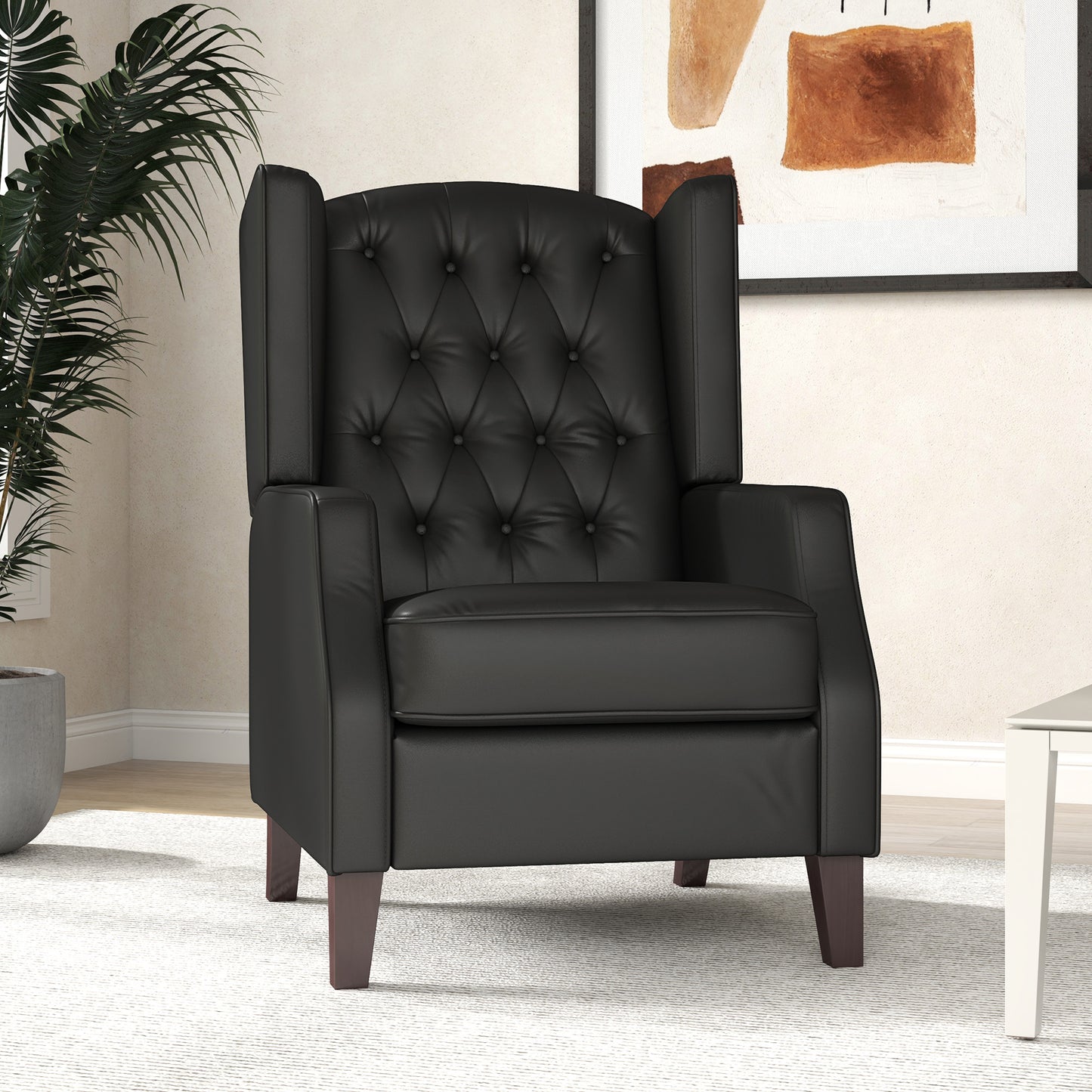 Faux Leather Armchair, Modern Accent Chair with Thick Padding for Living Room, Bedroom, Home Office, Black Accent Chairs Black at Gallery Canada