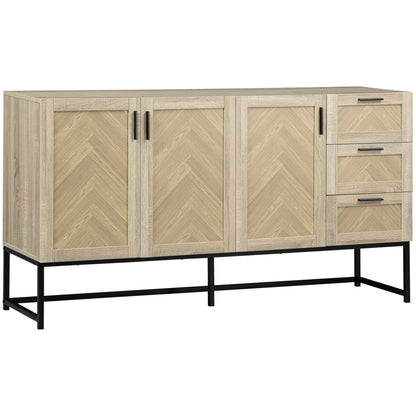 Buffet Cabinet, Rustic Kitchen Sideboard with Storage Cabinets, Drawers and Adjustable Shelves, Oak Bar Cabinets Multi Colour  at Gallery Canada