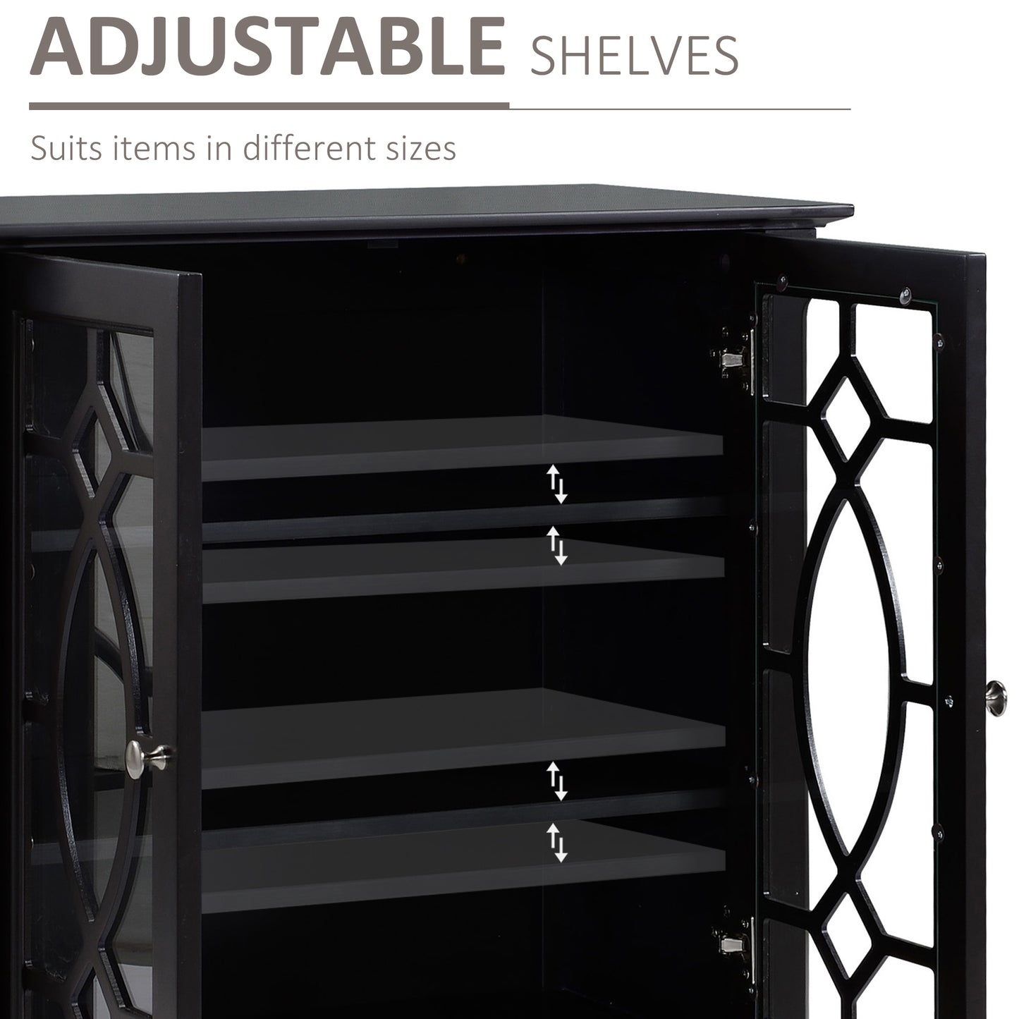 Sideboard Cabinet, Buffet Table with Double Framed Glass Doors, 2 Adjustable Shelves and Elevated Base Espresso Storage Cabinets   at Gallery Canada