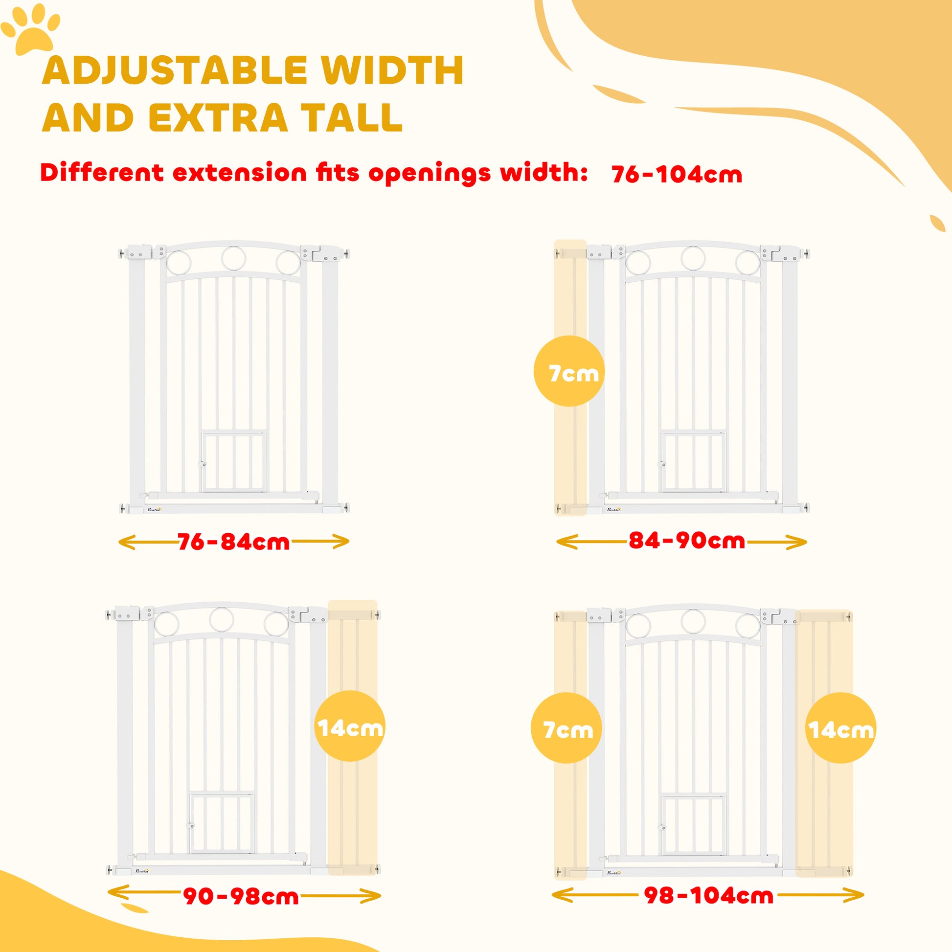 38" Extra Tall Dog Gate w/ Cat Door, 2 Extension Kits, for Doorways, Hallways, Stairways, 30"-41" Width Houses, Kennels & Pens at Gallery Canada