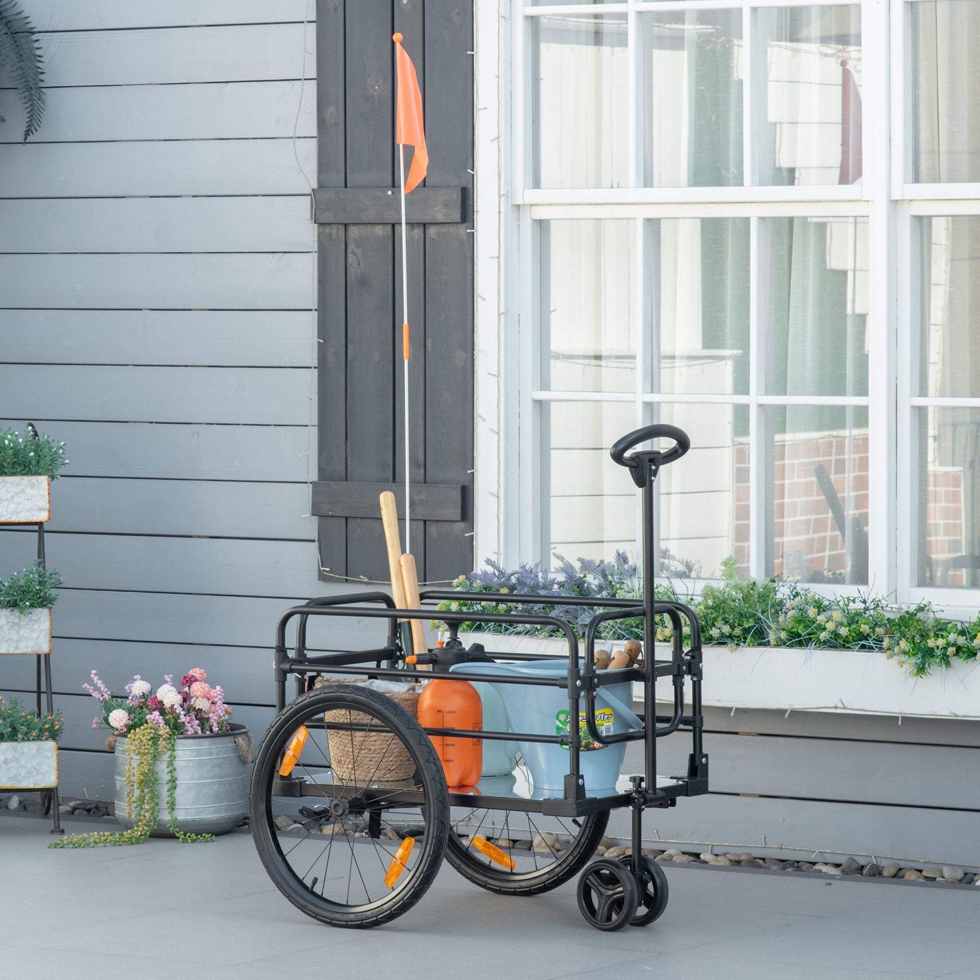 Bike Cargo Trailer &; Wagon Cart, Multi-Use Garden Cart with Removable Box, 20'' Big Wheels, Reflectors, Hitch and Handle, Yellow Bike Cargo Trailers   at Gallery Canada