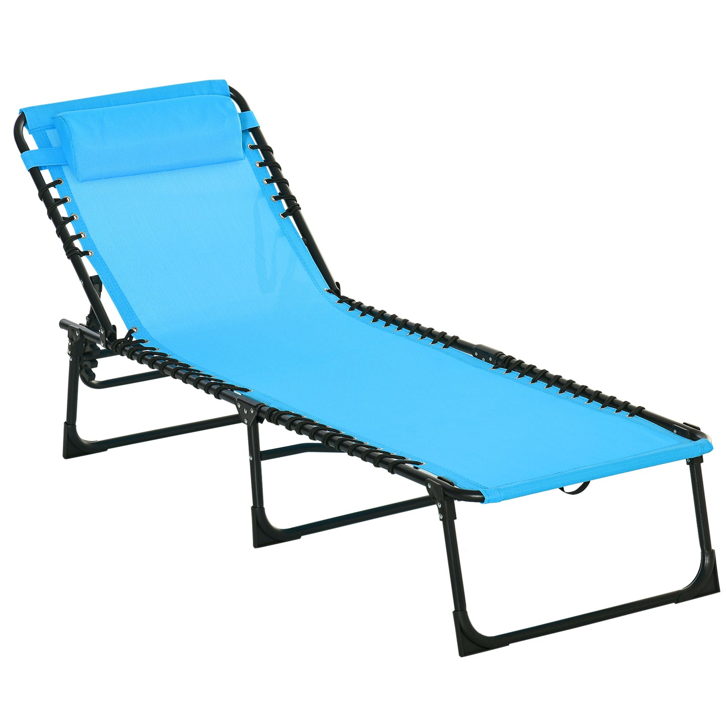 4-Level Adjustable Outdoor Folding Lounge Chair with Headrest, Sky Blue Lounger Chairs   at Gallery Canada