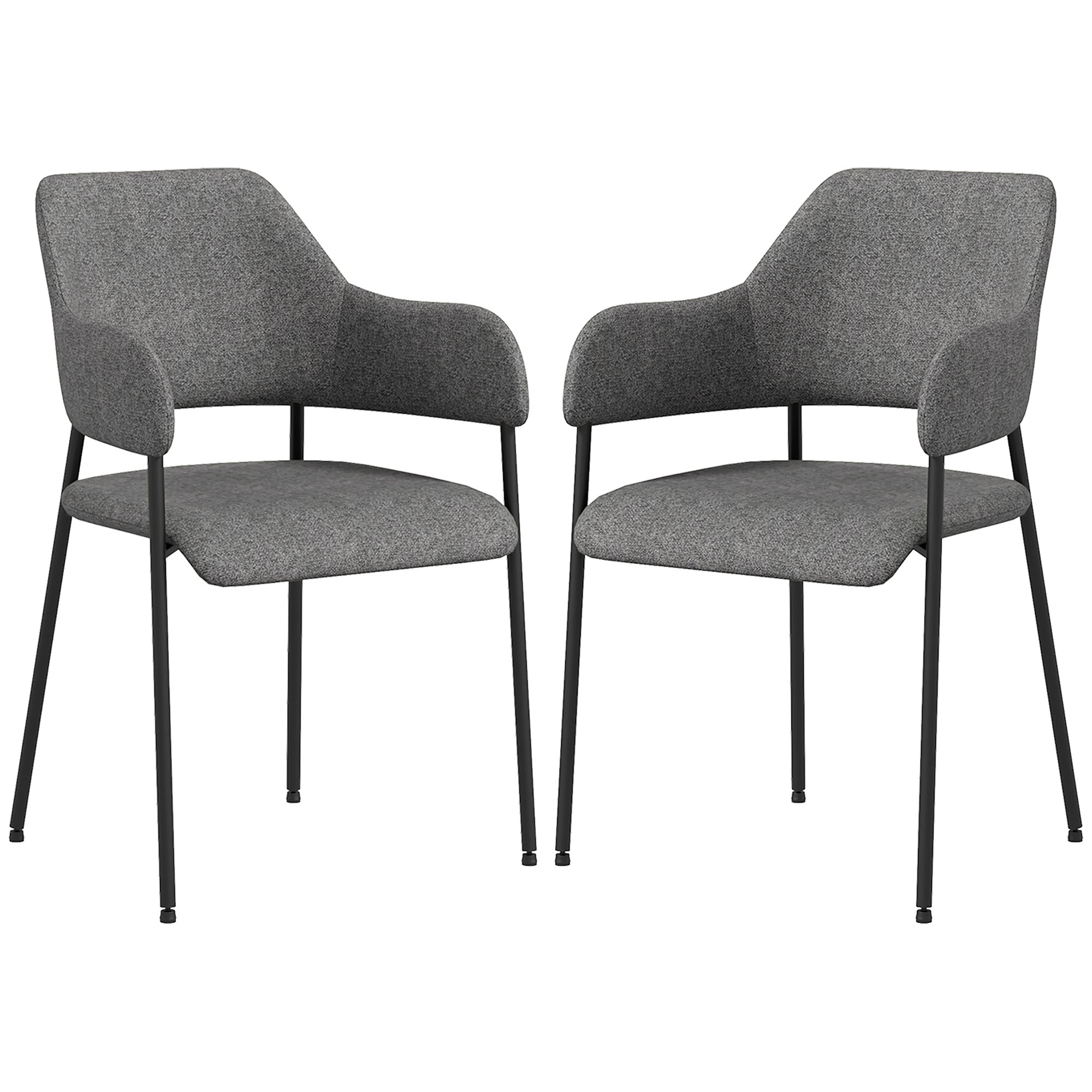 Dining Room Chairs Set of 2, Fabric Kitchen Chairs with Armrests and Steel Legs for Living Room, Black Bar Stools   at Gallery Canada