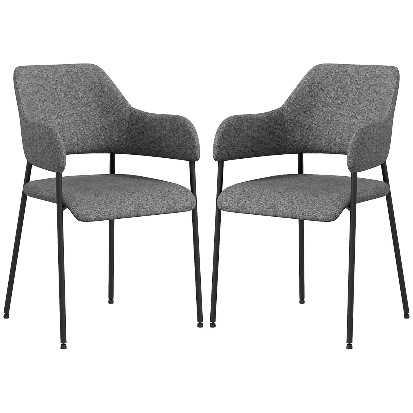 Dining Room Chairs Set of 2, Fabric Kitchen Chairs with Armrests and Steel Legs for Living Room, Black Bar Stools   at Gallery Canada