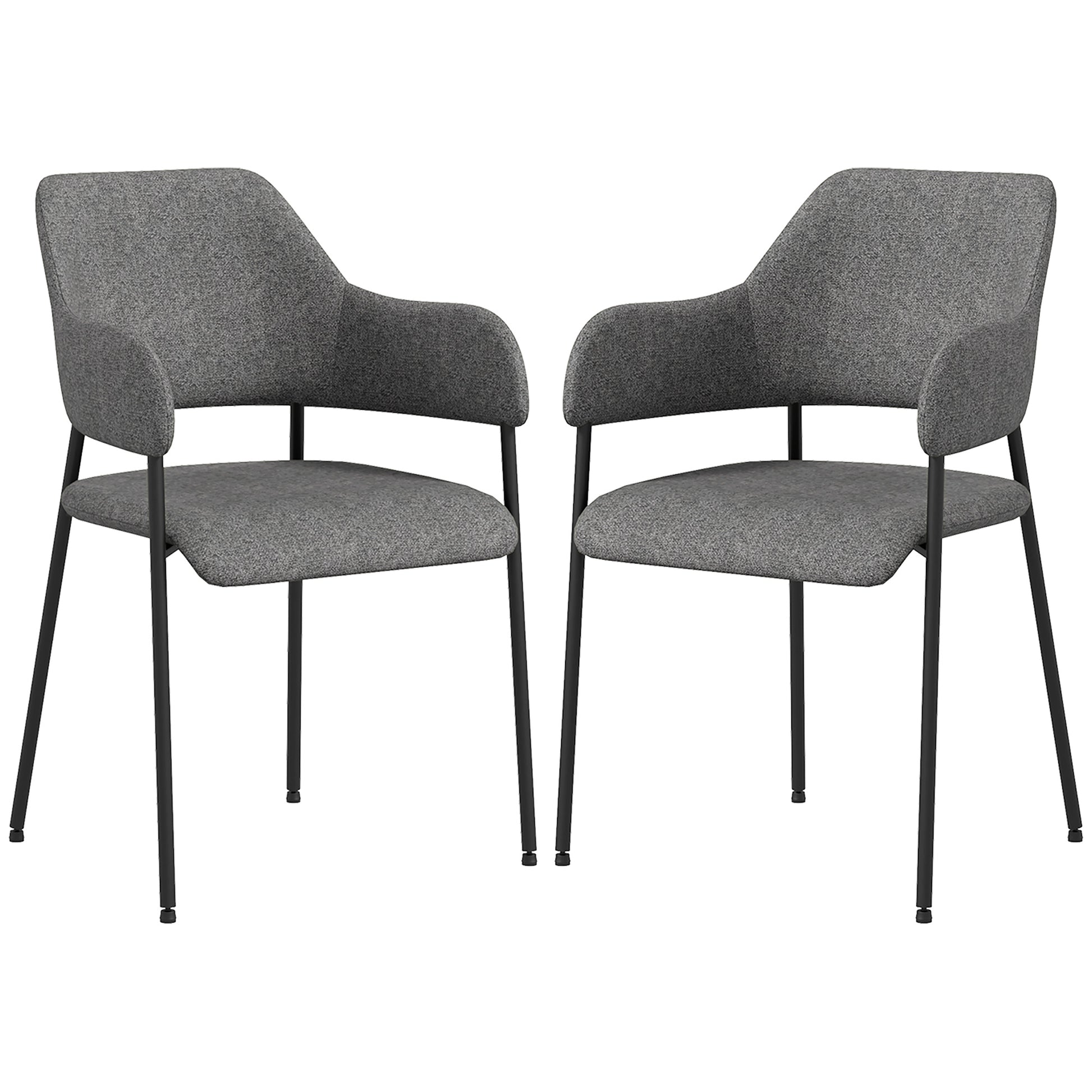 Dining Room Chairs Set of 2, Fabric Kitchen Chairs with Armrests and Steel Legs for Living Room, Black Bar Stools   at Gallery Canada