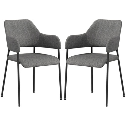 Dining Room Chairs Set of 2, Fabric Kitchen Chairs with Armrests and Steel Legs for Living Room, Black Bar Stools   at Gallery Canada