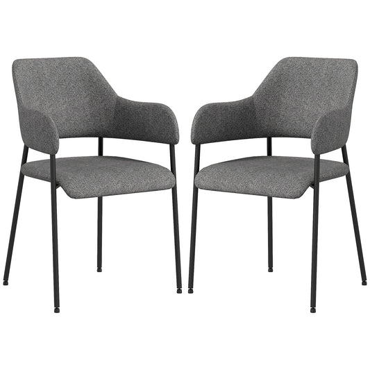 Dining Room Chairs Set of 2, Fabric Kitchen Chairs with Armrests and Steel Legs for Living Room, Black Bar Stools   at Gallery Canada