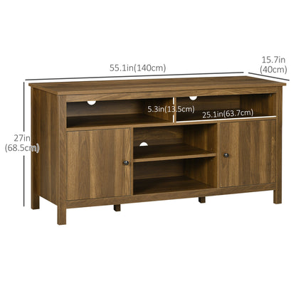 TV Stand for TVs up to 55", TV Unit with Storage Cupboard and Shelves, 55.1" x 15.7" x 27", Walnut TV Stands   at Gallery Canada