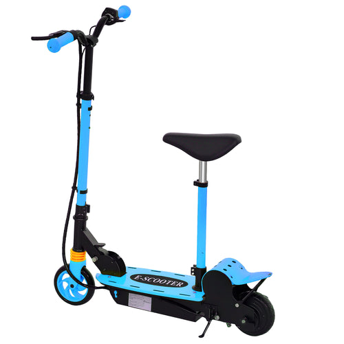 Foldable Electric Scooter for Kids Ages 6-14, with Seat and 2 Adjustable Heights, Max 6km Range &; 12km/h, Blue